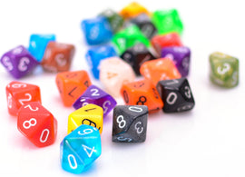 Bulk 10 Sided Dice | 25 Random D10s | Assorted Colors - Bards & Cards