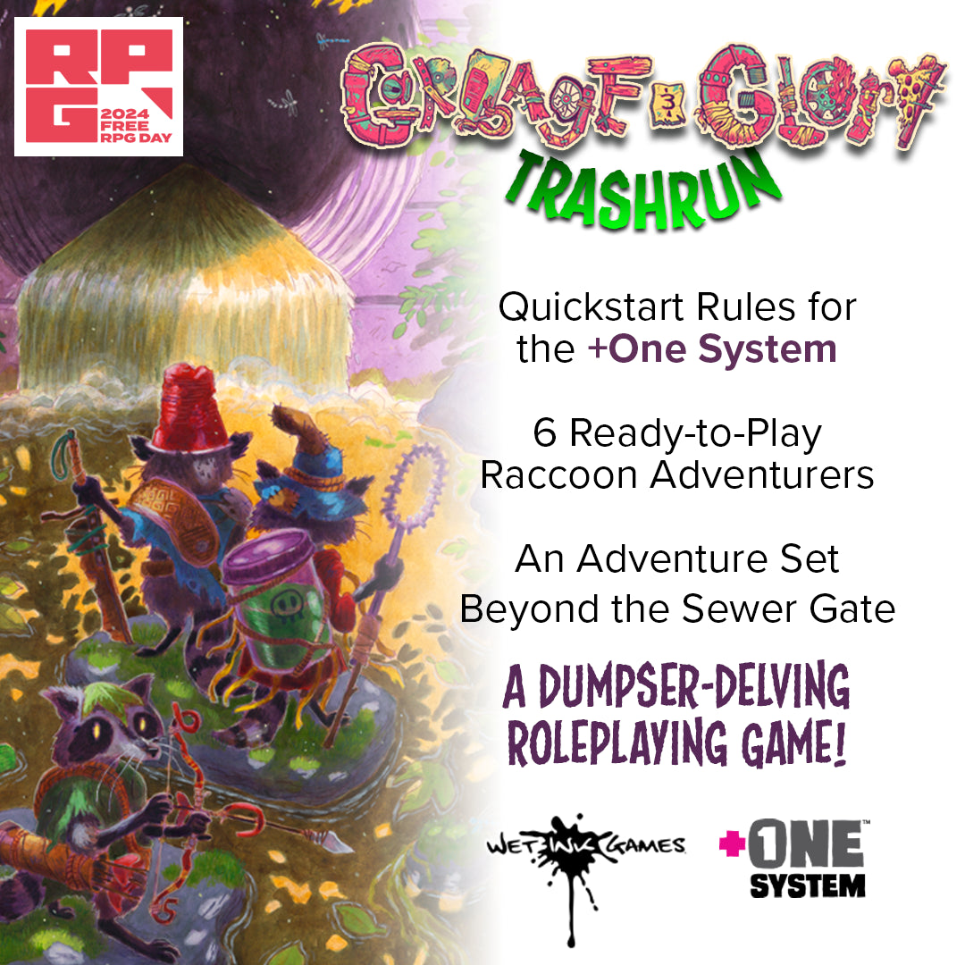 Explore Garbage & Glory: Trashrun on Free RPG Day at Bards & Cards