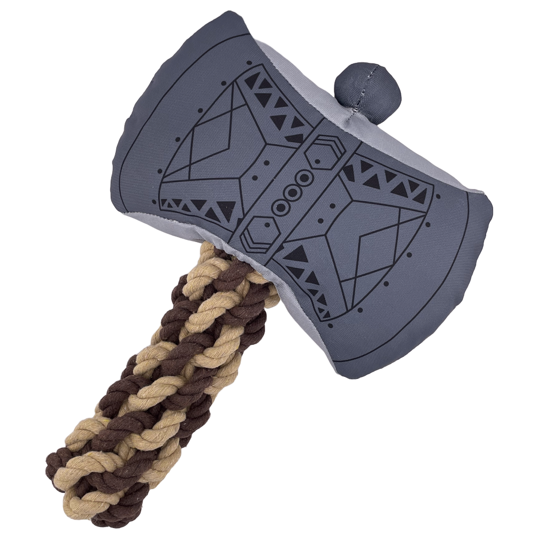 Barbarian's Great Axe Dog Toy by Pawlymorph - Bards & Cards
