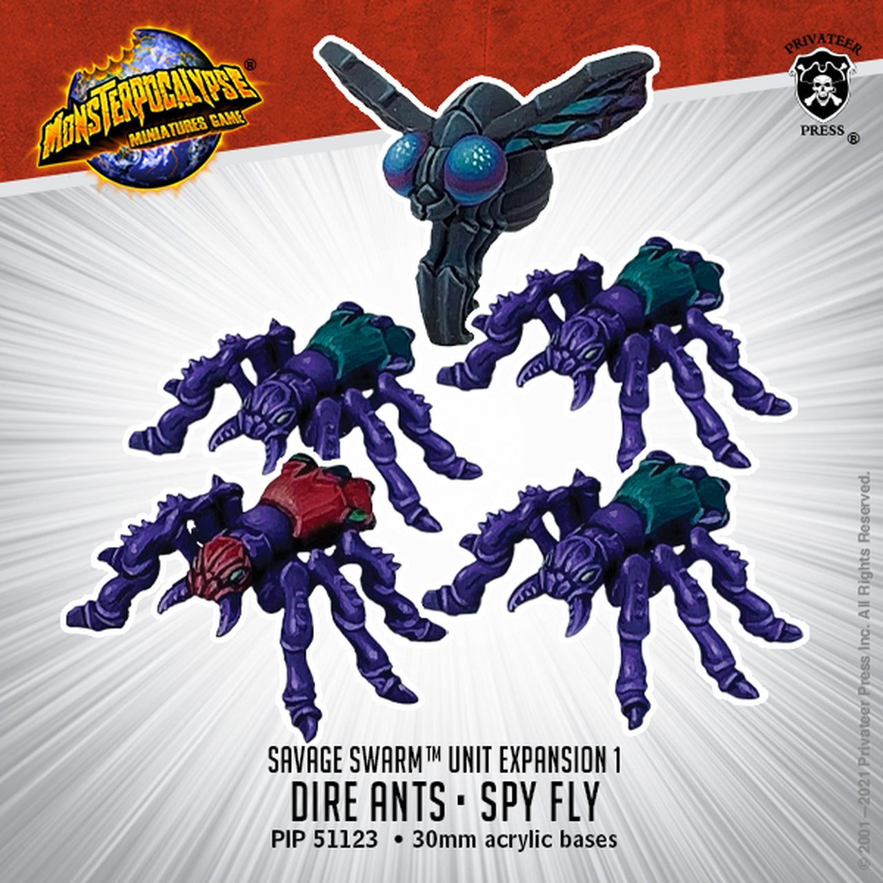 Monsterpocalypse - Savage Swarm Unit: Dire Ants & Spy Fly - Bards & Cards