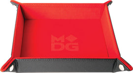 Velvet Folding Dice Tray with Leather Backing: 10in x10in Red - Bards & Cards