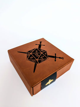 D20 Swords - Vegan Leather Dice Box - Bards & Cards
