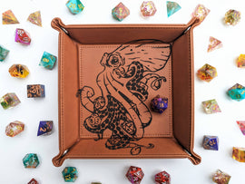 NTSD Gaming and Bookish Goods - Kraken of Holding - D&D Vegan Leather Dice Rolling Tray - Bards & Cards