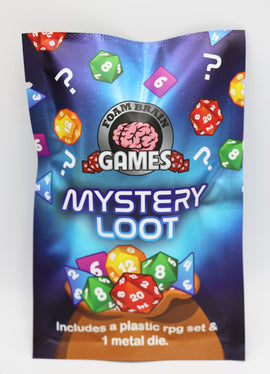 Mystery Loot: Plastic RPG Dice Set & Bonus Metal Die - Bards & Cards