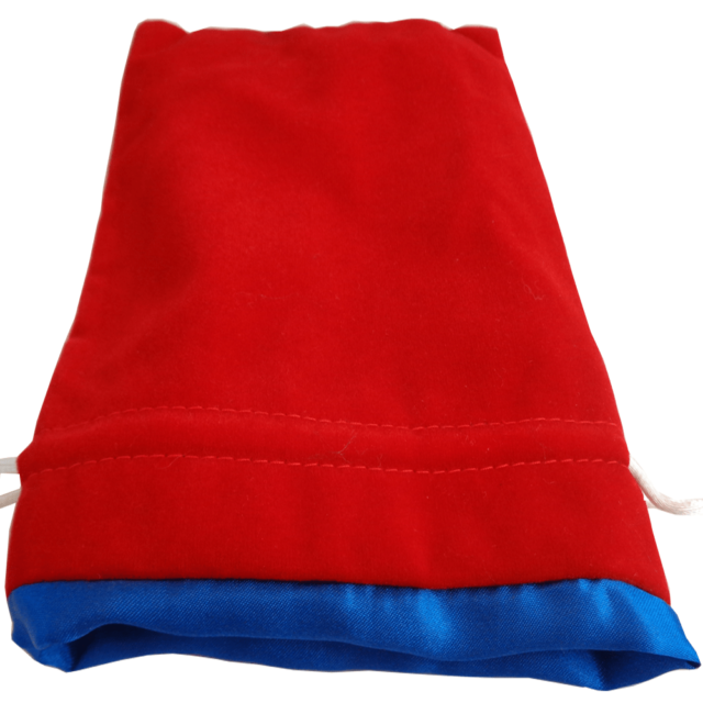 6in x 8in LARGE Red Velvet Dice Bag with Blue Satin Lining - Bards & Cards