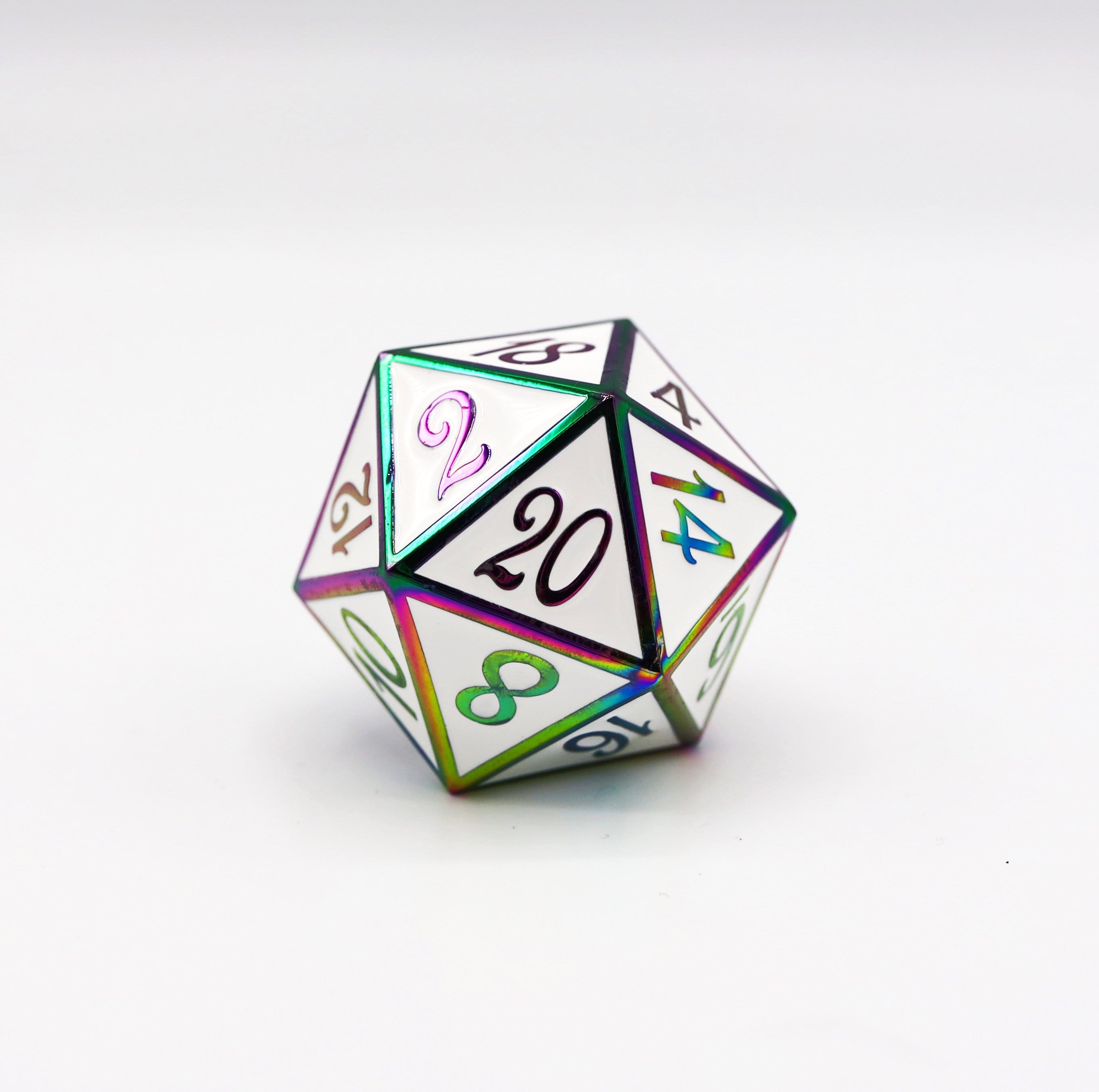 35mm Metal D20 - Burnt Opal with White - Bards & Cards