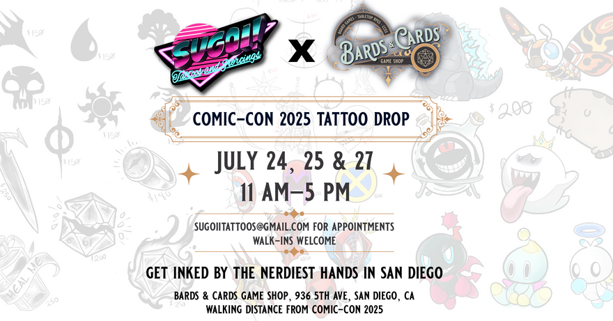 Comic-Con 2025: Get Inked at Bards & Cards with Sugoi Tattoo