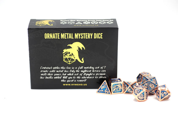 Solid Metal Molded Mystery Box Dice Set - Bards & Cards