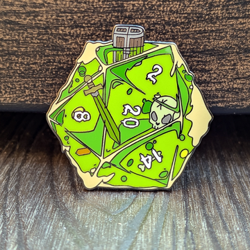 Gelatinous D20 Hard Enamel Pin - Bards & Cards