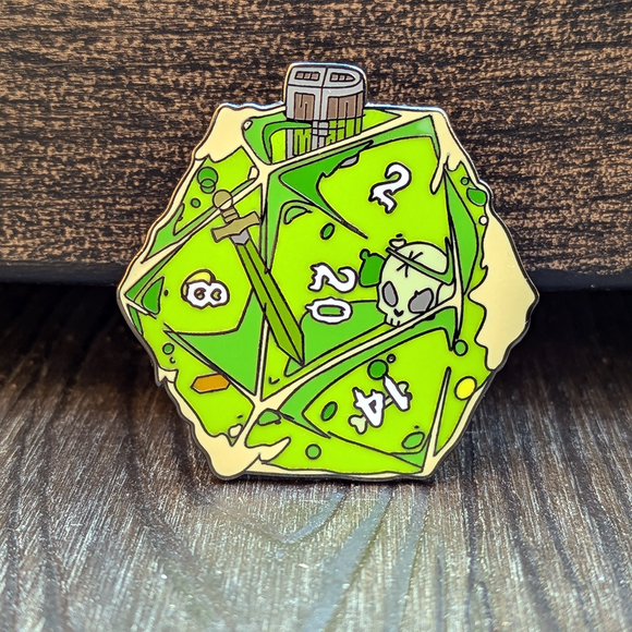 Gelatinous D20 Hard Enamel Pin - Bards & Cards