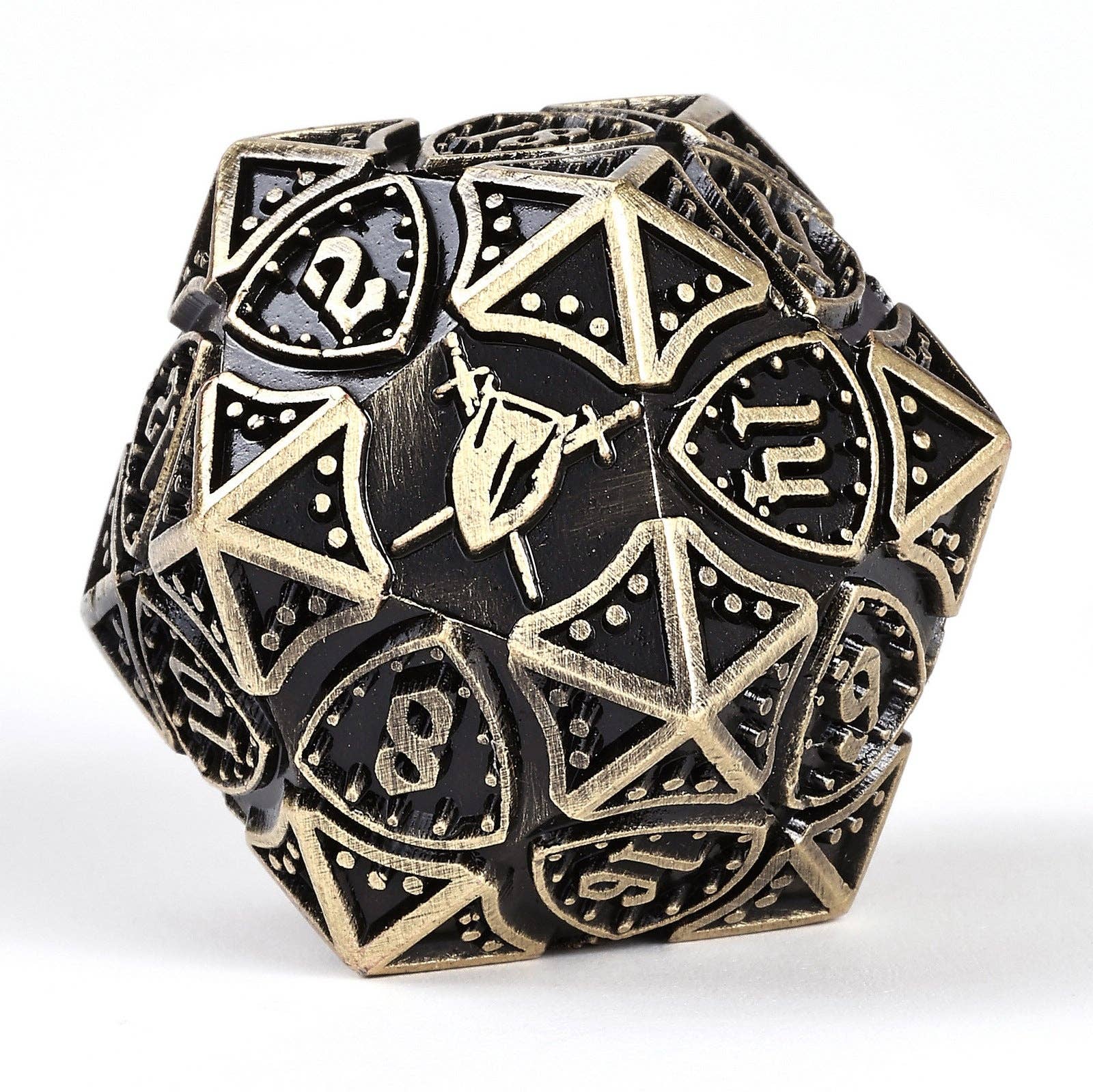 Solid Metal Fighter Class RPG Dice Set - Ancient Bronze