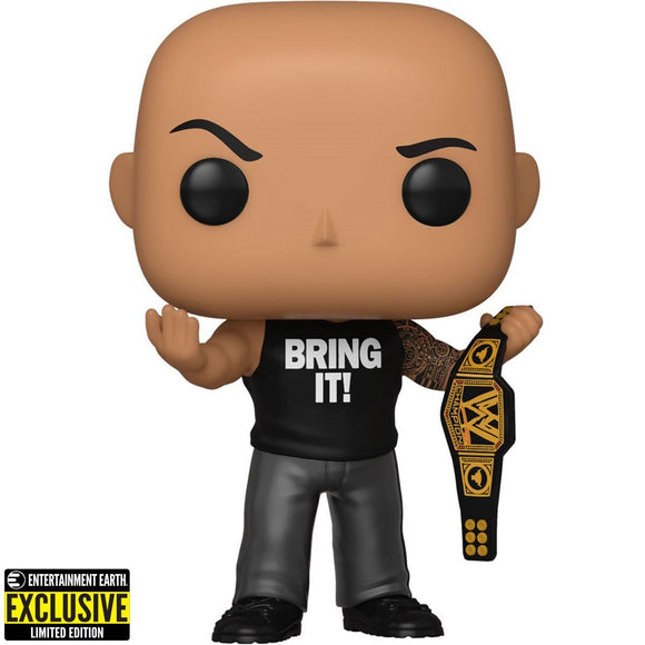 Funko Pop! WWE: The Rock with Championship Belt - Entertainment Earth Exclusive - Bards & Cards