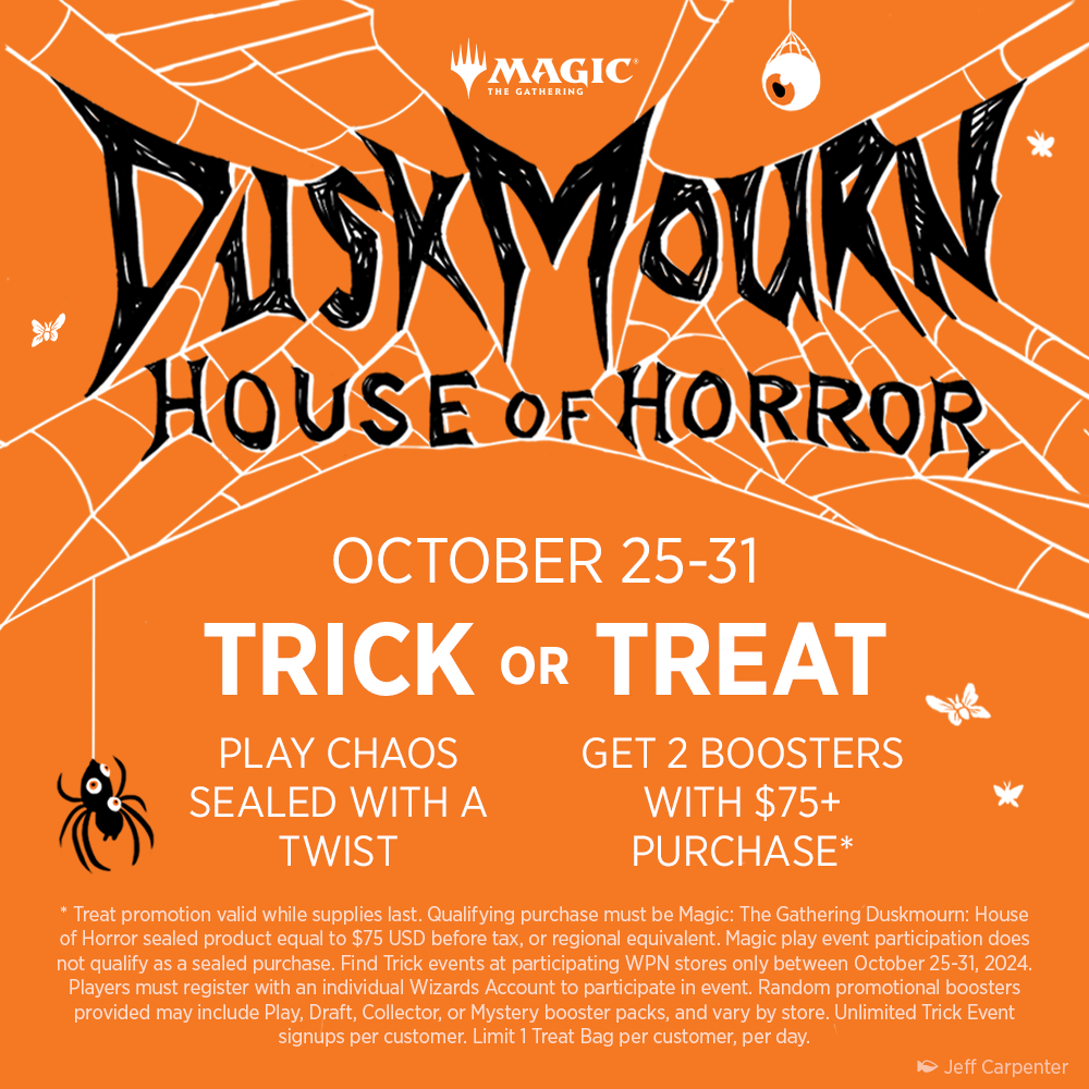 10/25/2024, 6 pm - Trick or Treat! Duskmourn: House of Horror - Bards & Cards