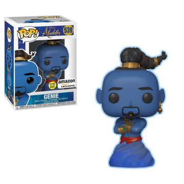 Funko POP! Disney: Aladdin - Genie (Glows in the Dark) Vinyl Figure #539 Amazon Exclusive (NOT 100% MINT) - Bards & Cards