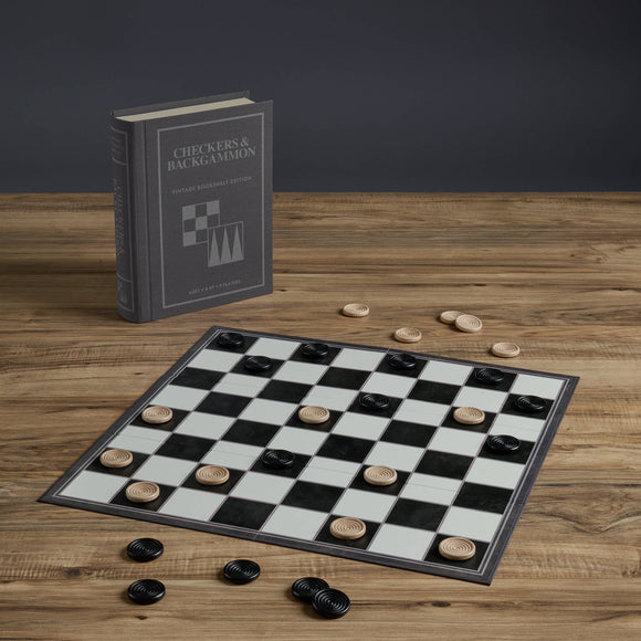 Checkers & Backgammon - Vintage Bookshelf Edition - Bards & Cards
