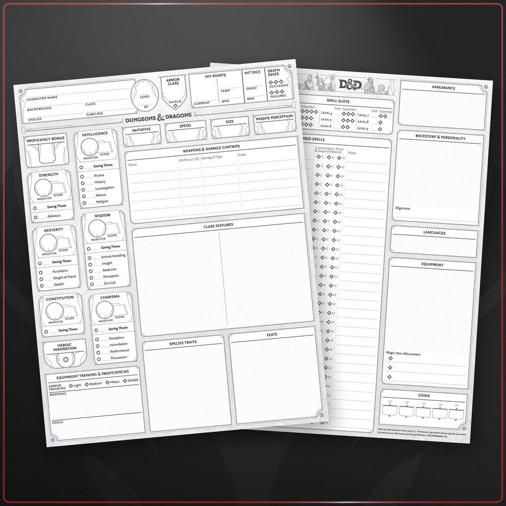 Dungeons & Dragons Character Sheets (2024) - Bards & Cards