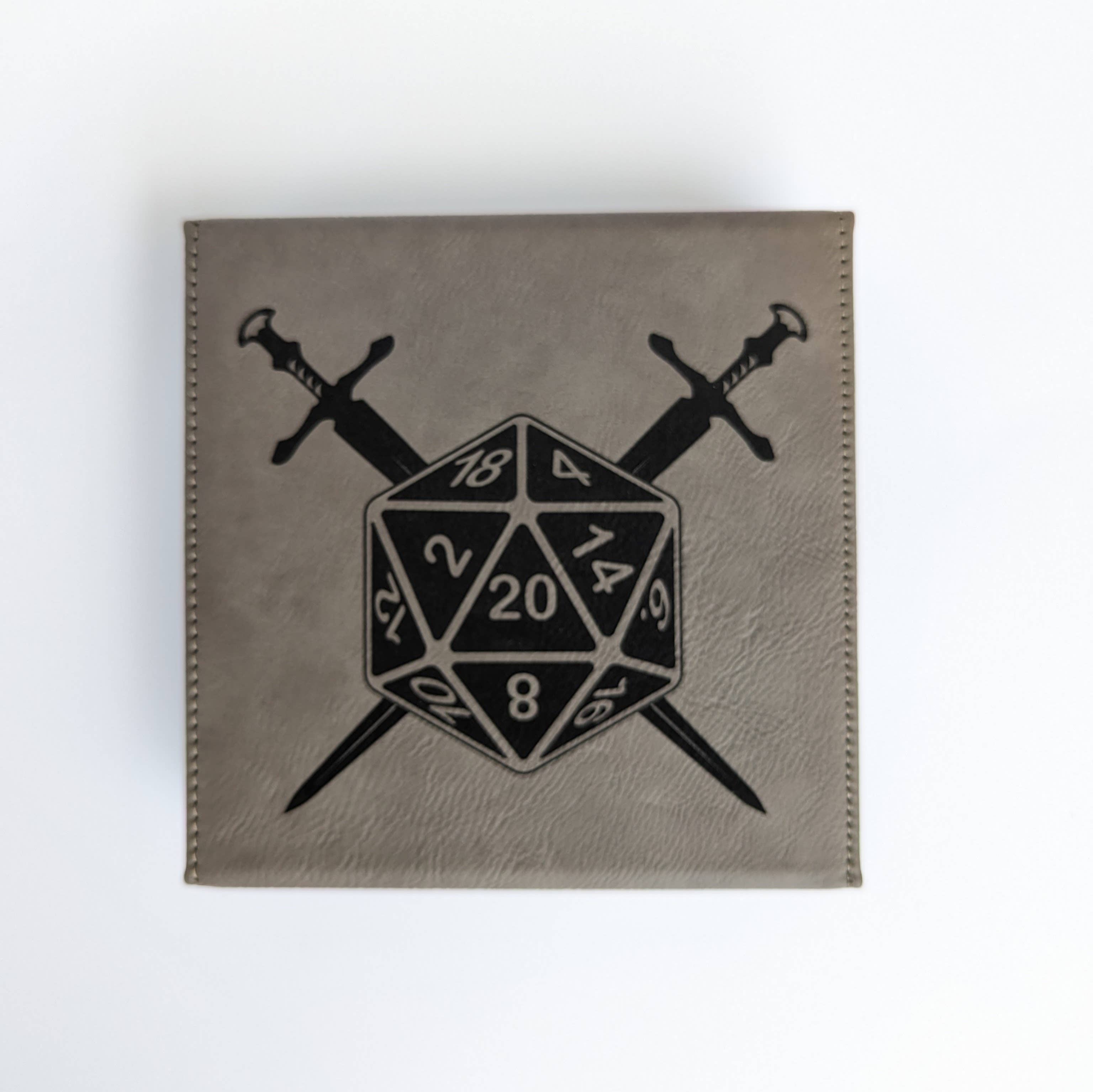 D20 Swords - Vegan Leather Dice Box - Bards & Cards