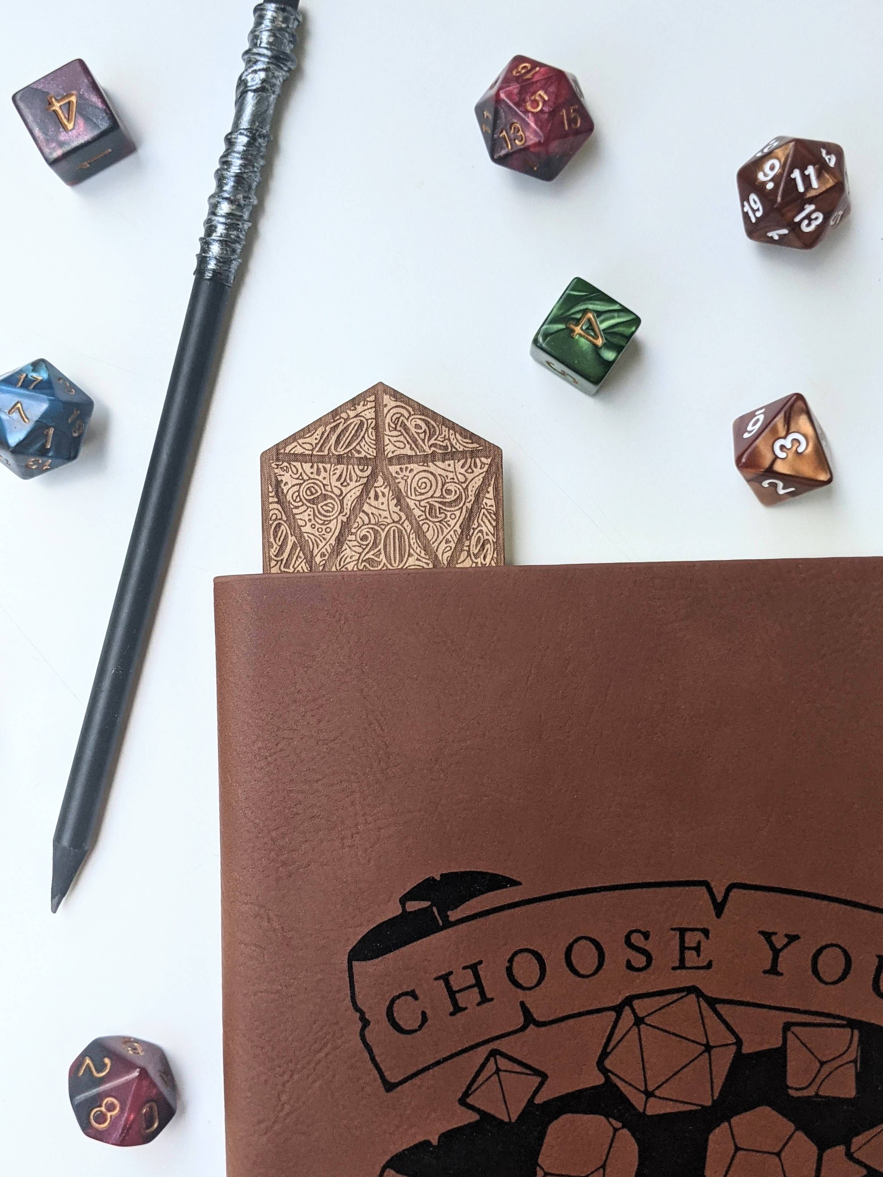 D20 - D&D Inspired Wooden Bookmark - Bards & Cards