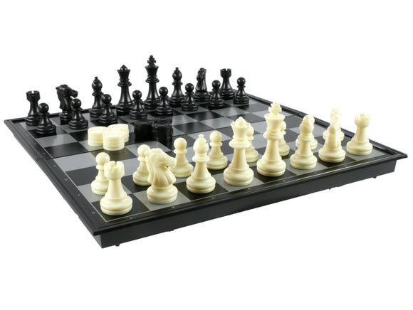 Combo Set - 14" Magnetic Chess with Checker Set - Bards & Cards