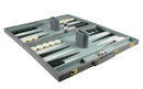 Backgammon- 15" Grey Vinyl Backgammon Set - Bards & Cards