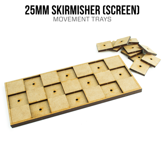 25mm Skirmisher (Screen) Movement Trays - Bards & Cards