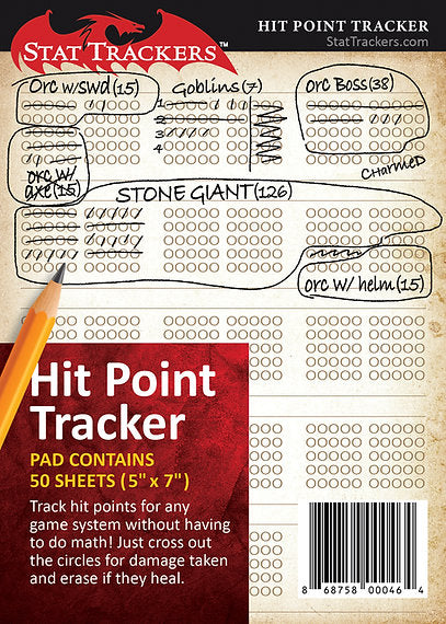 Stat Trackers - Hit Point Tracker Pads for Any RPG System - Bards & Cards