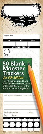 Blank Monster Trackers DnD 5e / 2024 - Bards & Cards