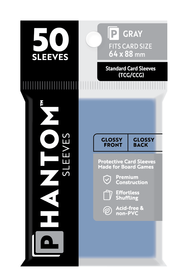 Phantom Sleeves: Gray Size (64mm x 88mm) 50 ct