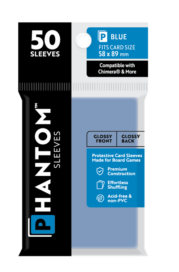Phantom Sleeves: Blue Size (58mm x 89mm) 50 ct - Bards & Cards