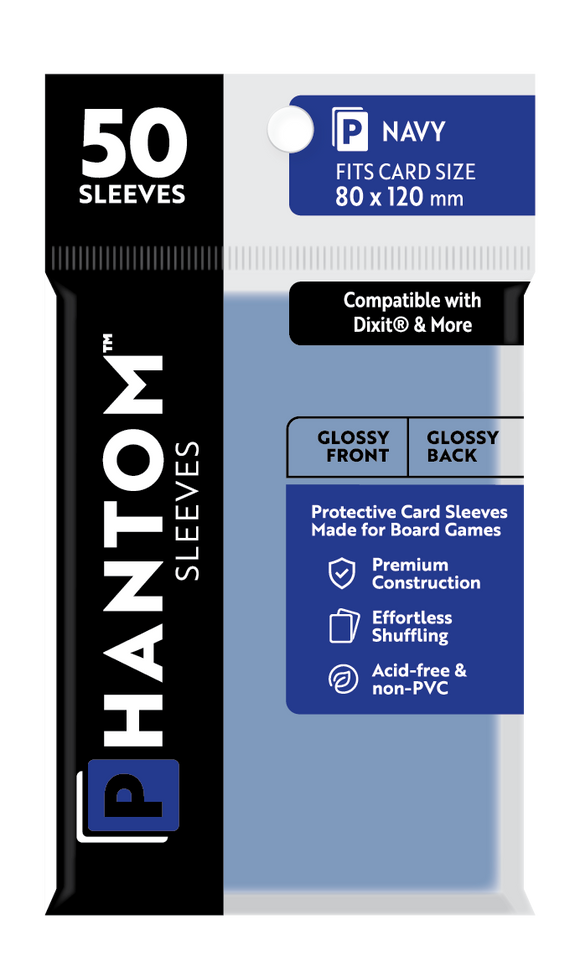 Phantom Sleeves: Navy Size (80mm x 120mm) 50 ct - Bards & Cards