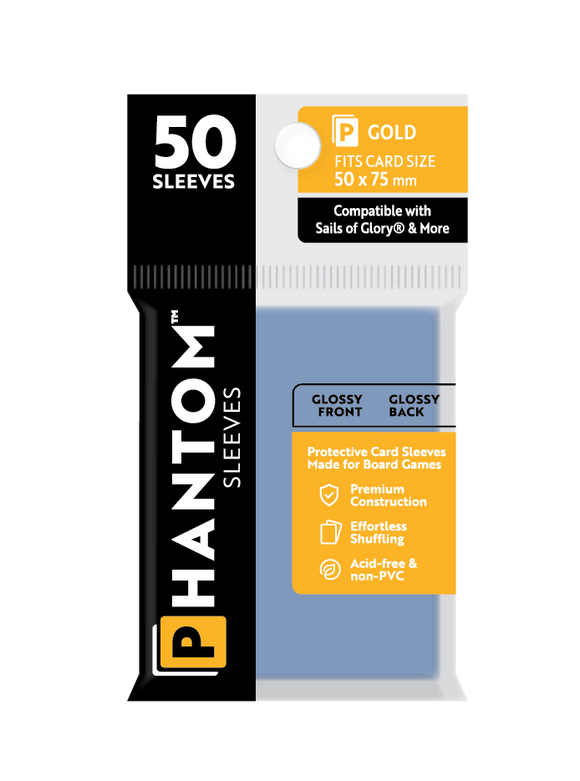 Phantom Sleeves: Gold Size (50mm x 75mm) 50 ct - Bards & Cards