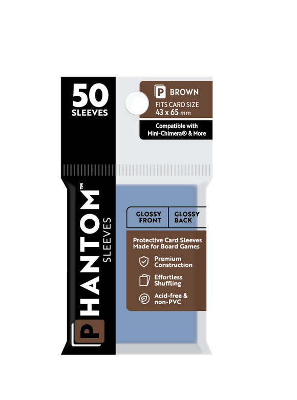 Phantom Sleeves: Brown Size (43mm x 65mm) 50 ct - Bards & Cards