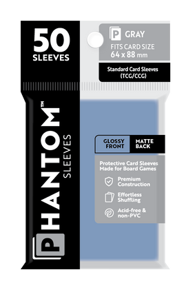 Phantom Sleeves: Gray Size (64mm x 88mm) 50 ct - Bards & Cards
