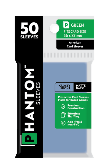 Phantom Sleeves: Green Size (56mm x 87mm) 50 ct - Bards & Cards