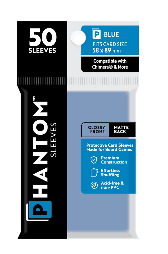 Phantom Sleeves: Blue Size (58mm x 89mm) 50 ct - Bards & Cards