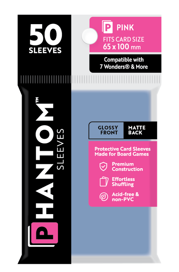 Phantom Sleeves: Pink Size (65mm x 100mm) 50 ct - Bards & Cards