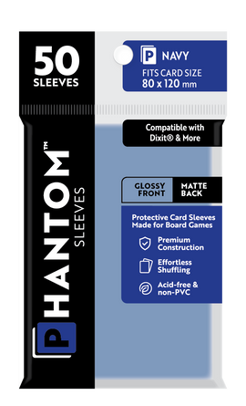 Phantom Sleeves: Navy Size (80mm x 120mm) 50 ct - Bards & Cards