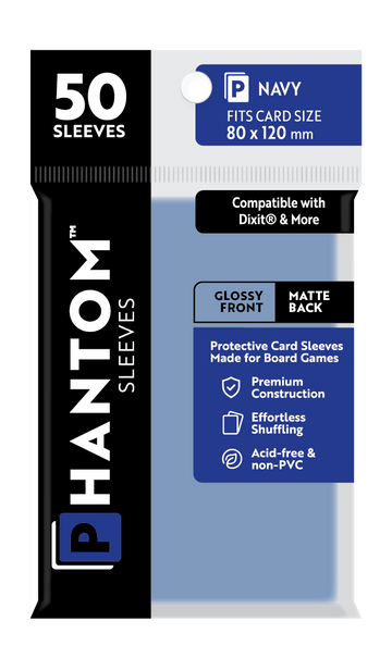 Phantom Sleeves: Navy Size (80mm x 120mm) 50 ct - Bards & Cards