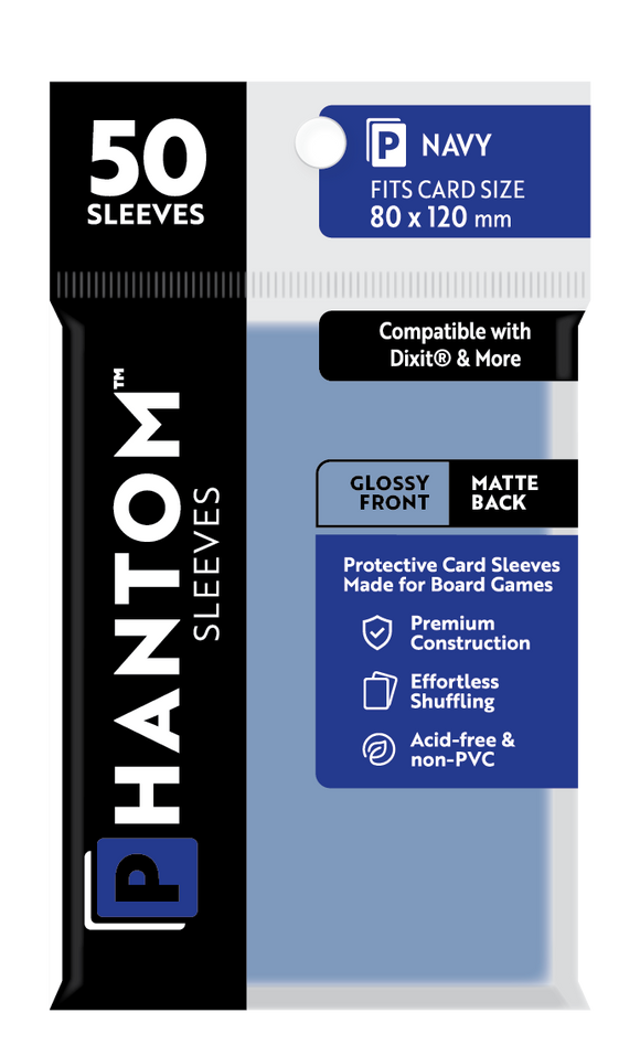 Phantom Sleeves: Navy Size (80mm x 120mm) 50 ct - Bards & Cards