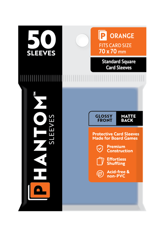 Phantom Sleeves: Orange Size (70mm x 70mm) 50 ct - Bards & Cards