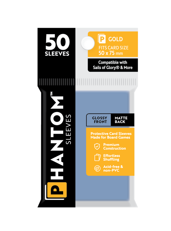 Phantom Sleeves: Gold Size (50mm x 75mm) 50 ct - Bards & Cards