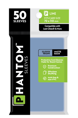 Phantom Sleeves: Lime Size (70mm x 110mm) 50 ct - Bards & Cards