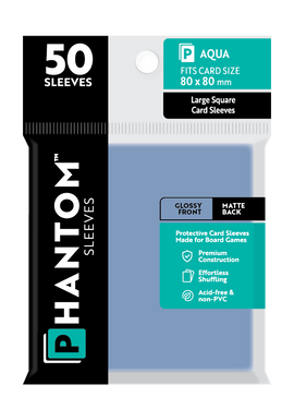 Phantom Sleeves: Aqua Size (80mm x 80mm) 50 ct - Bards & Cards