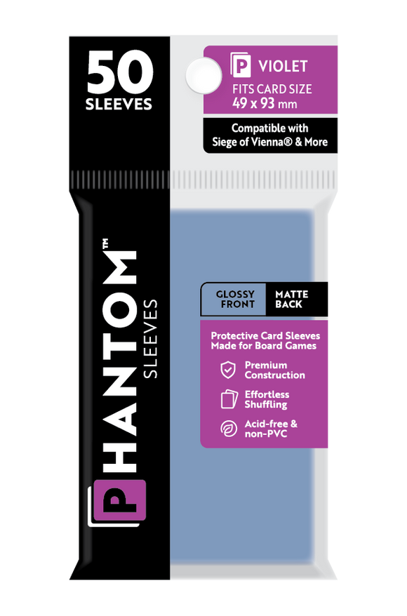 Phantom Sleeves: Violet Size (49mm x 93mm) 50 ct - Bards & Cards