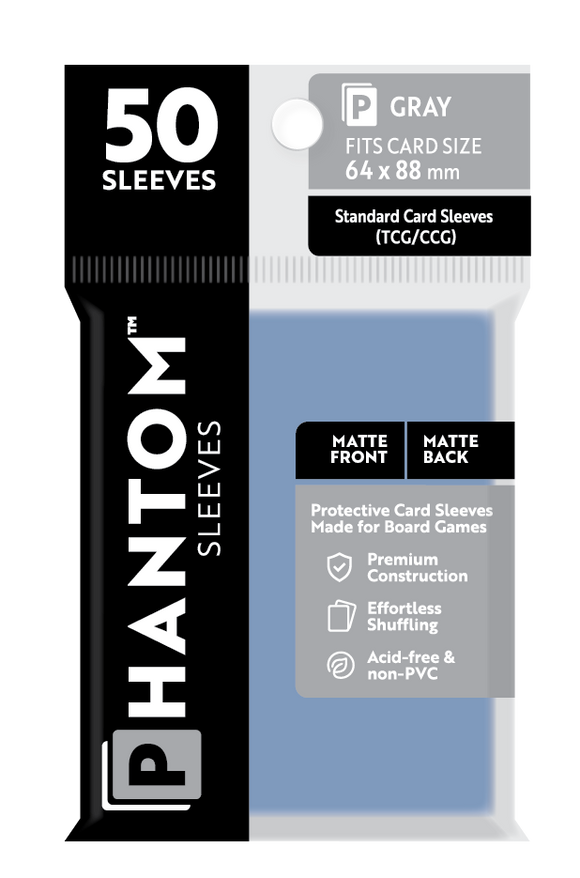 Phantom Sleeves: Gray Size (64mm x 88mm) 50 ct - Bards & Cards