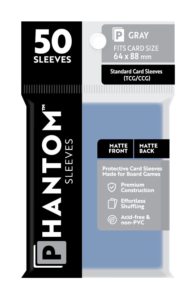 Phantom Sleeves: Gray Size (64mm x 88mm) 50 ct