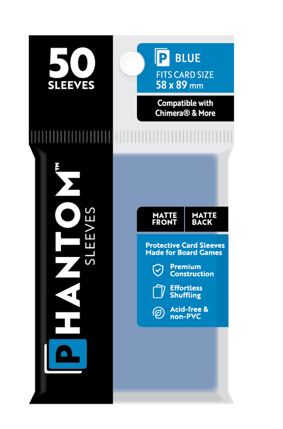 Phantom Sleeves: Blue Size (58mm x 89mm) 50 ct - Bards & Cards