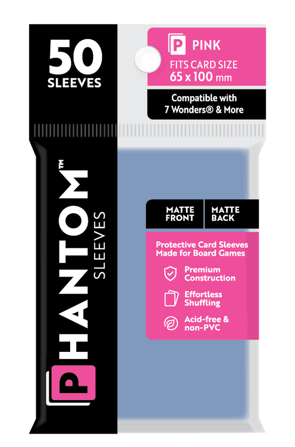 Phantom Sleeves: Pink Size (65mm x 100mm) 50 ct - Bards & Cards