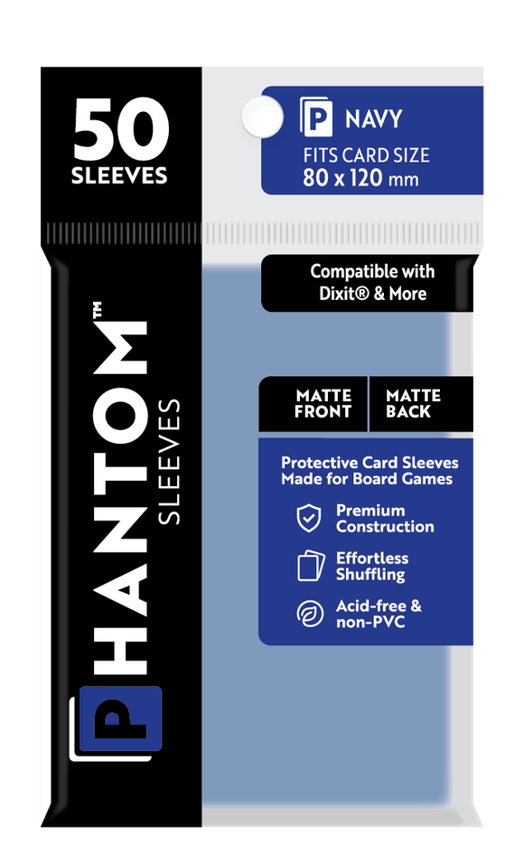 Phantom Sleeves: Navy Size (80mm x 120mm) 50 ct - Bards & Cards