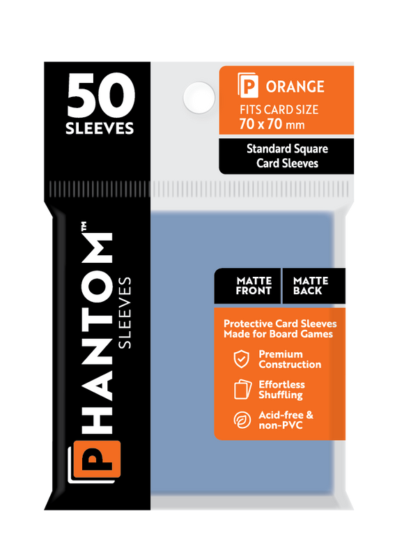 Phantom Sleeves: Orange Size (70mm x 70mm) 50 ct - Bards & Cards